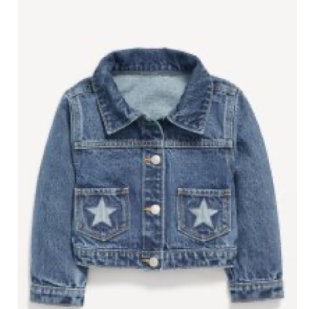 Old Navy Embroidered Stars pockets Trucker denim Jean Jacket for Toddler 3T NEW
